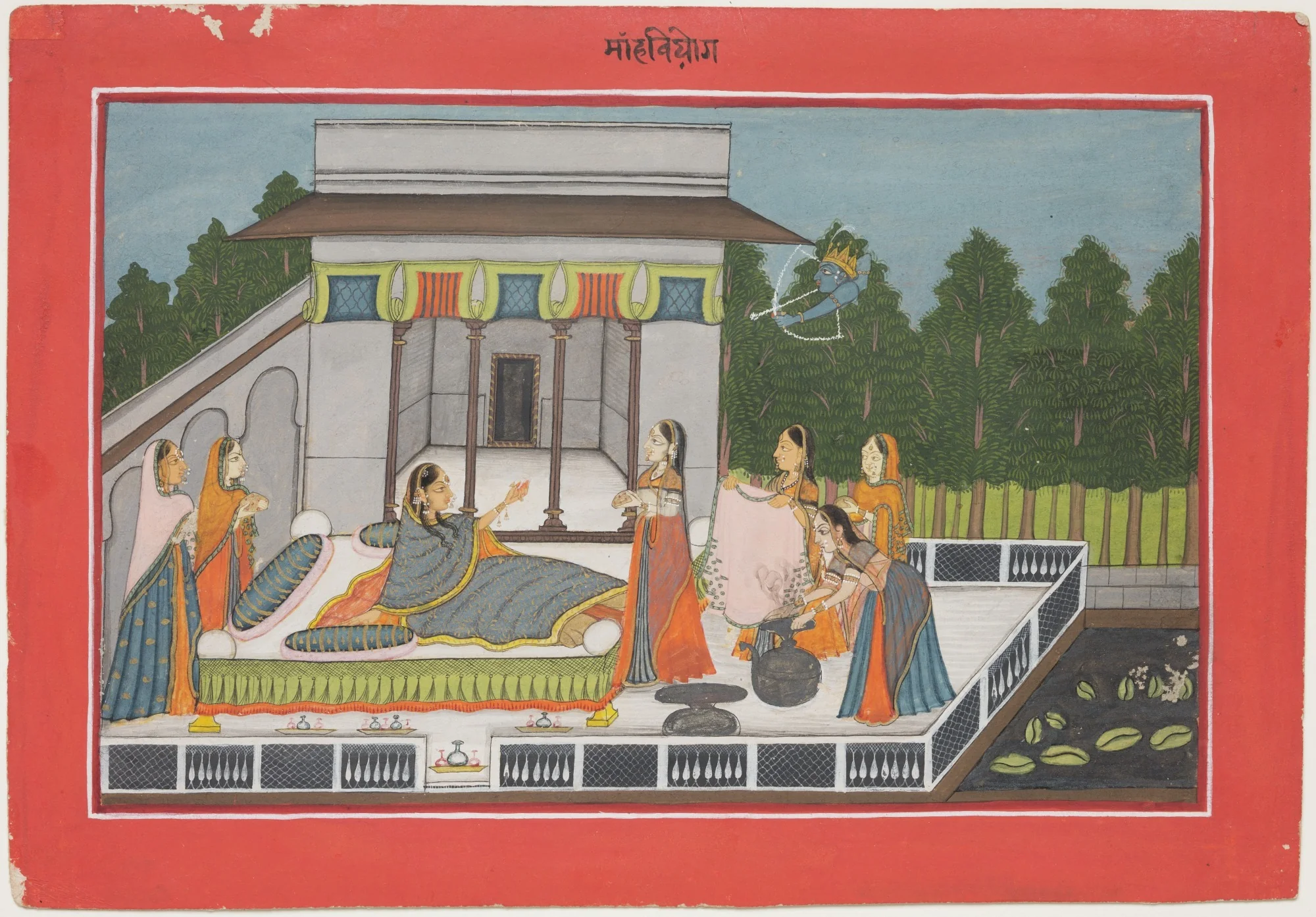 The Month of Magha (January-February), from a manuscript of the Barahmasa ("Twelve Months"), detail