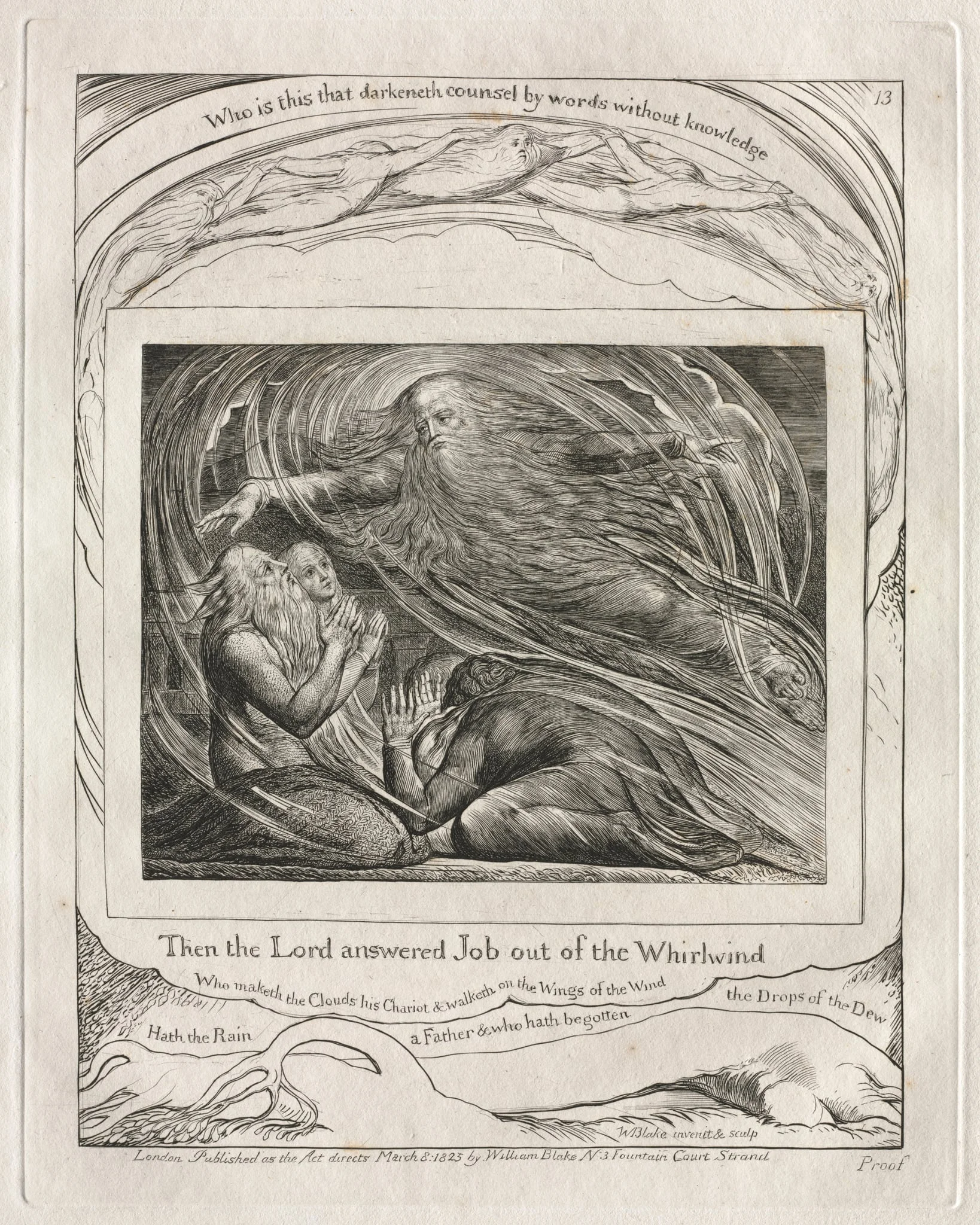 The Book of Job: Pl. 13, Then the Lord answered Job out of the Whirlwind, detail