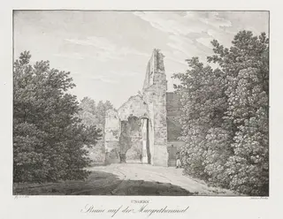 Ungern, Ruinen auf der Margretheninsel, by Jakob Alt, 1839