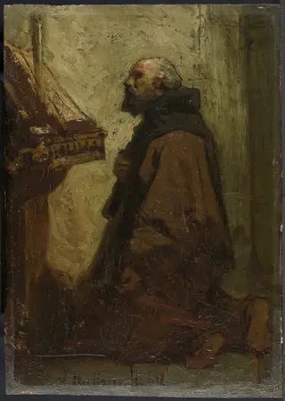 Praying Monk (Monk at his Devotions), by Jacob Maris, oil, 1864