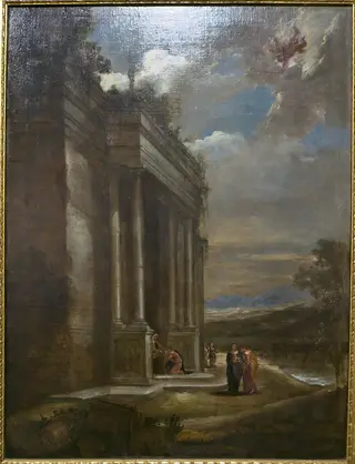 Paisaje con Mercurio y Herse, by Juan Bautista Martínez del Mazo, oil, 1660