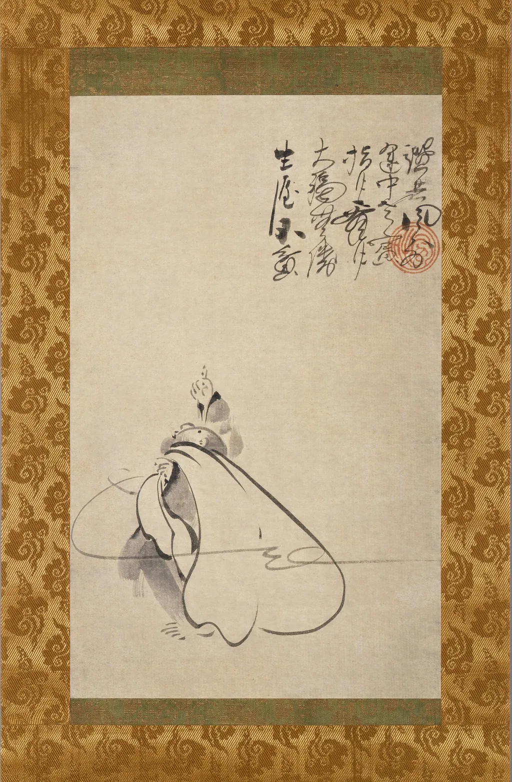 Hotei Pointing at the Moon, by Fūgai Ekun, unspecified, 1618