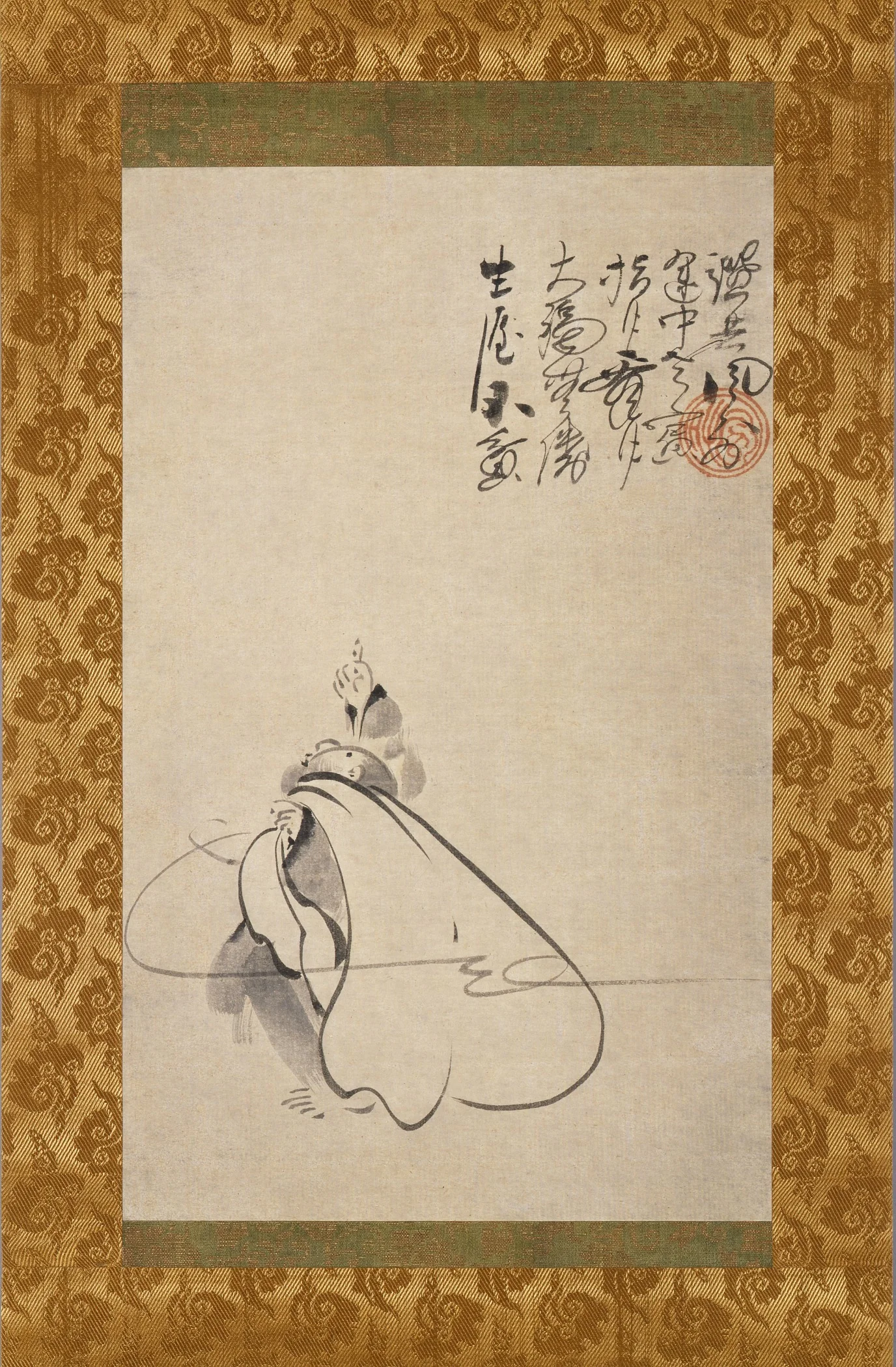 Hotei Pointing at the Moon, detail