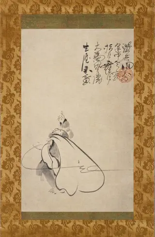 Hotei Pointing at the Moon, by Fūgai Ekun, unspecified, 1618