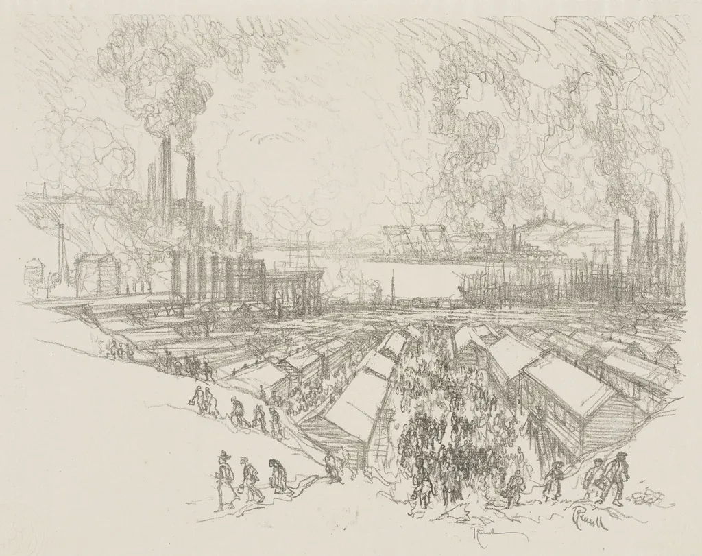English War Work:  Five O'Clock, by Joseph Pennell, 1916