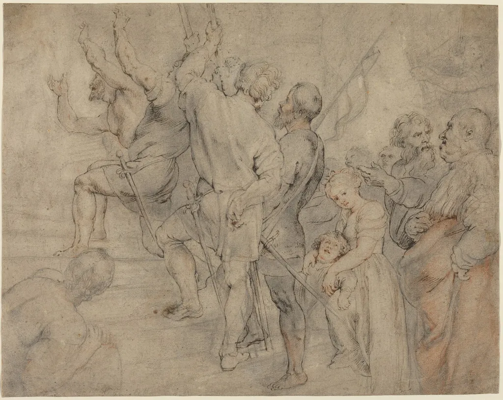 Part of the Crowd at the Ecce Homo, by Peter Paul Rubens, ink, 1608