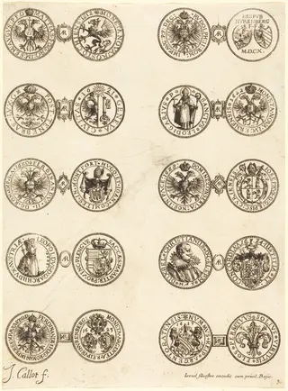 Coins [plate 3], by Jacques Callot, ink, 1630