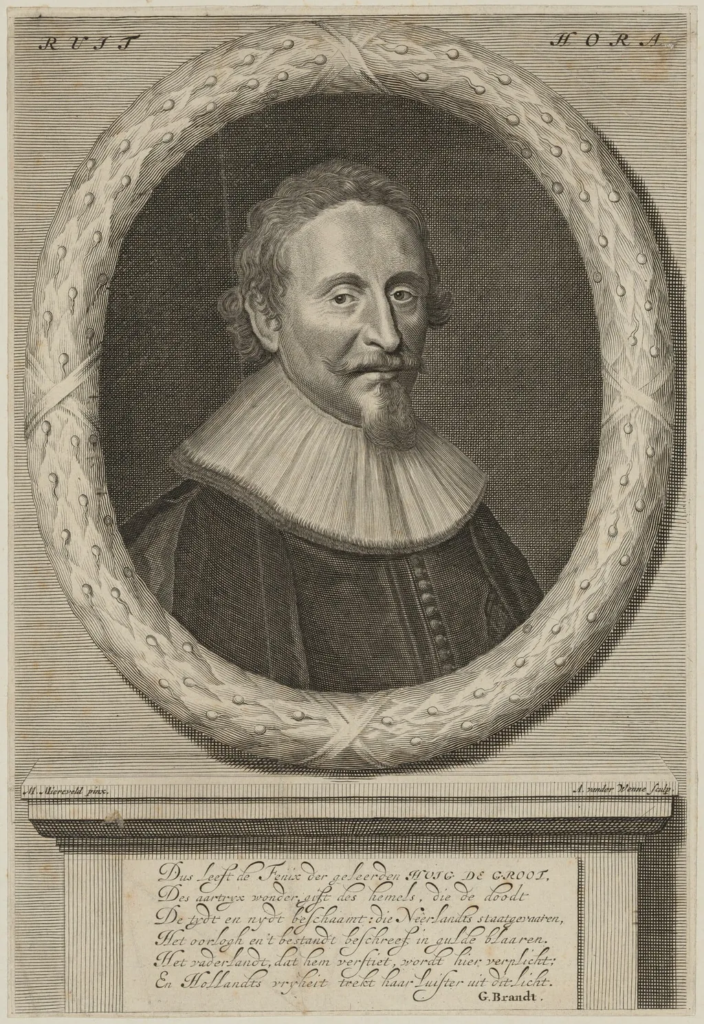Hugo Grotius, by Abraham Meindersz van der Wenne, ink, 1674