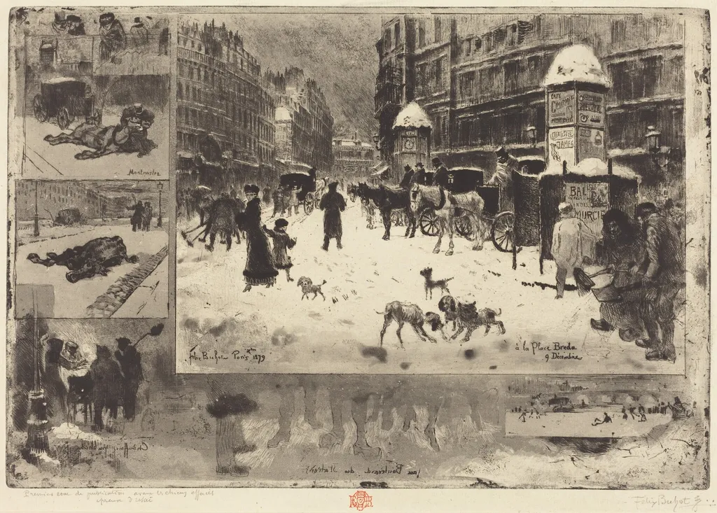 L'Hiver à Paris (Winter in Paris), by Félix-Hilaire Buhot, ink, 1879