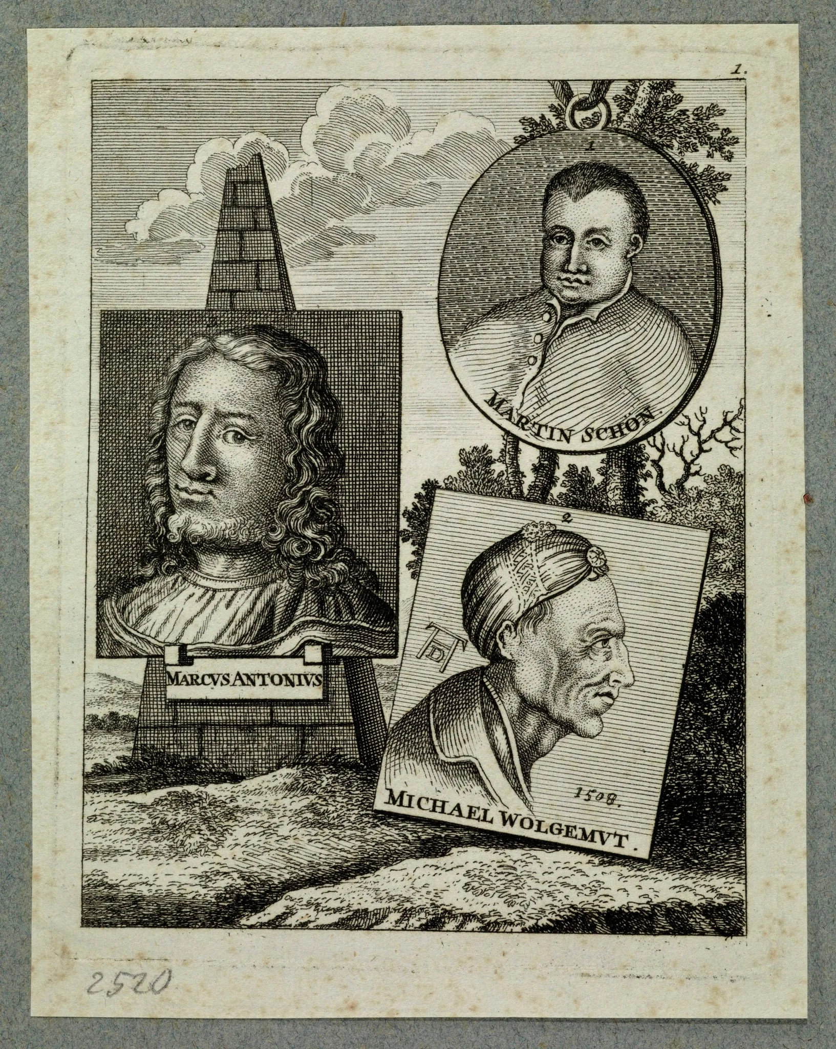 Michael Wolgemut und zwei weitere Künstlerbildnisse, detail
