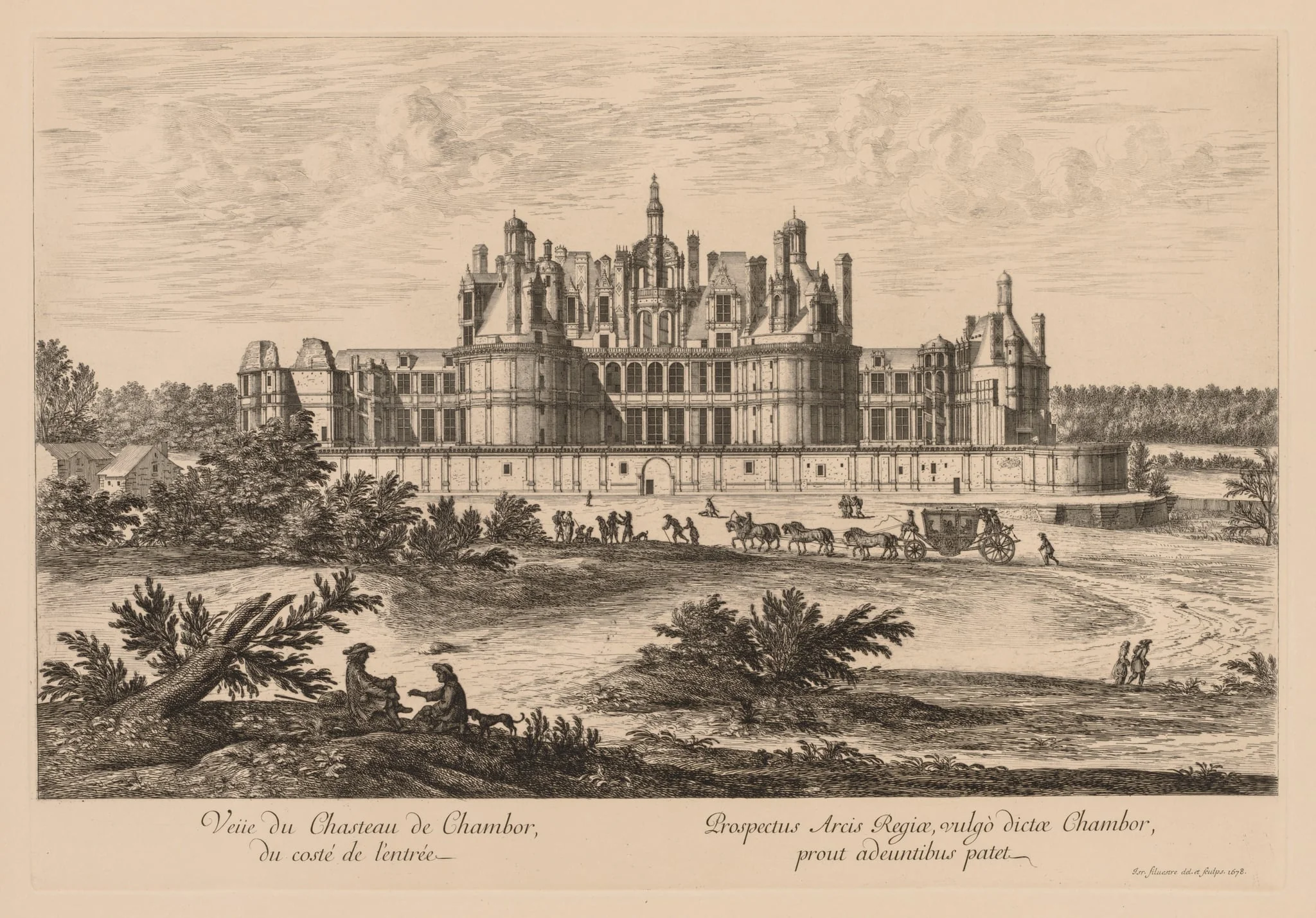 Vue du Château de Chambord, du côté de l'entrée, detail