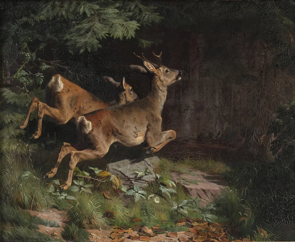 Rådyr, by Adolf Mackeprang, oil, 1874