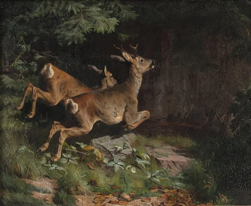 Rådyr, by Adolf Mackeprang, oil, 1874