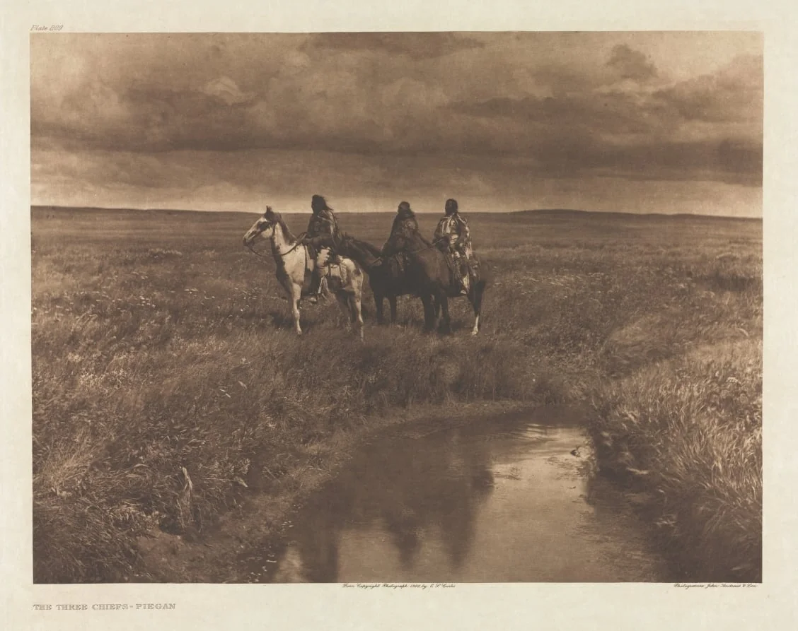 Portfolio VI, Plate 209: The Three Chiefs - Piegan, detail