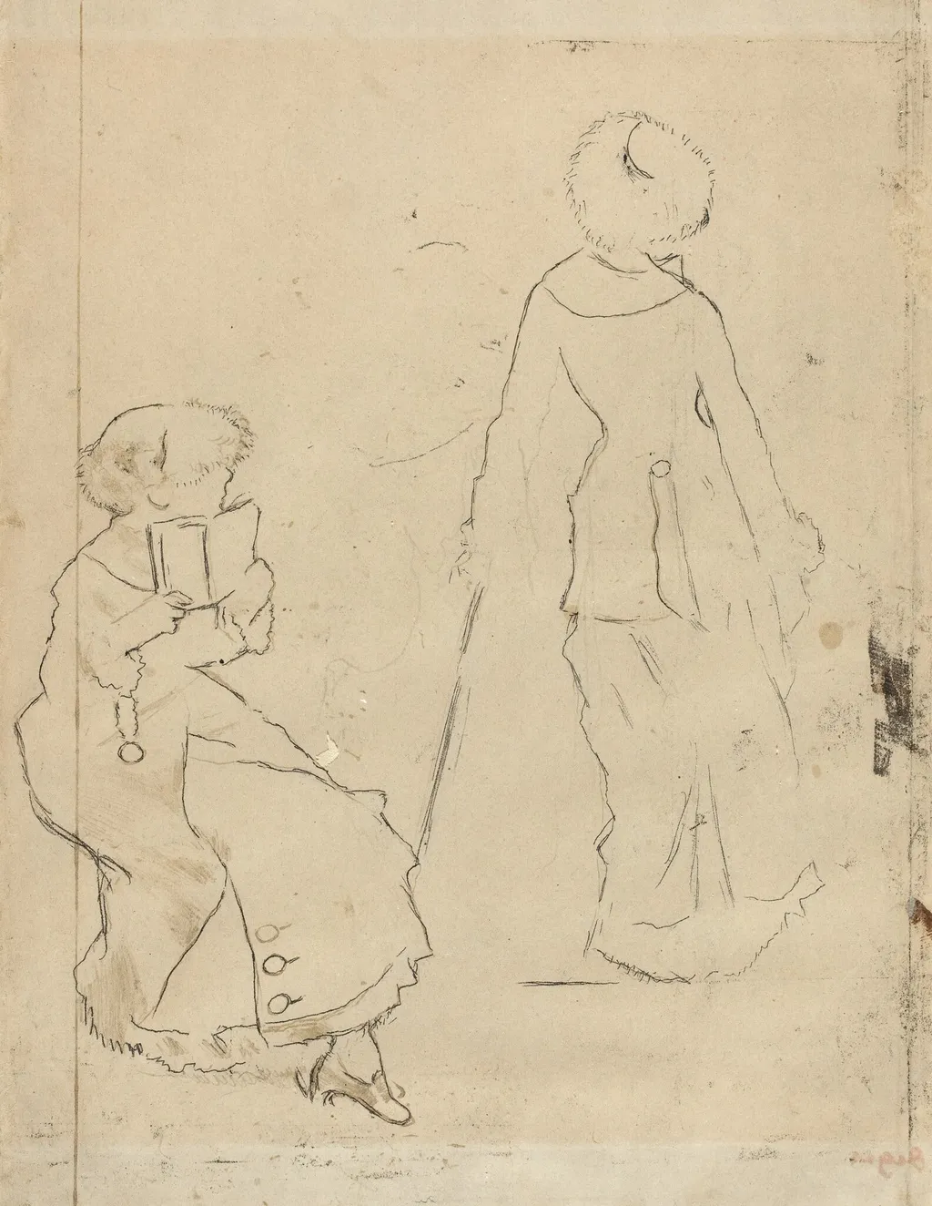 Study for "Mary Cassatt at the Louvre" [verso], by Edgar Degas, 1879