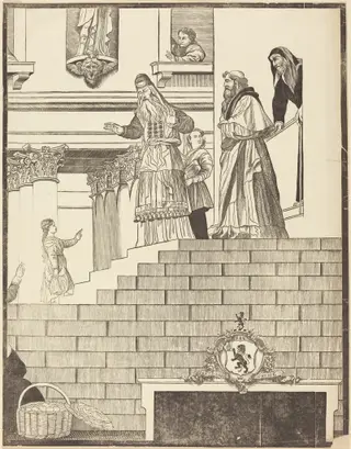 Presentation of the Virgin in the Temple [right plate], by John Baptist Jackson, ink, 1742