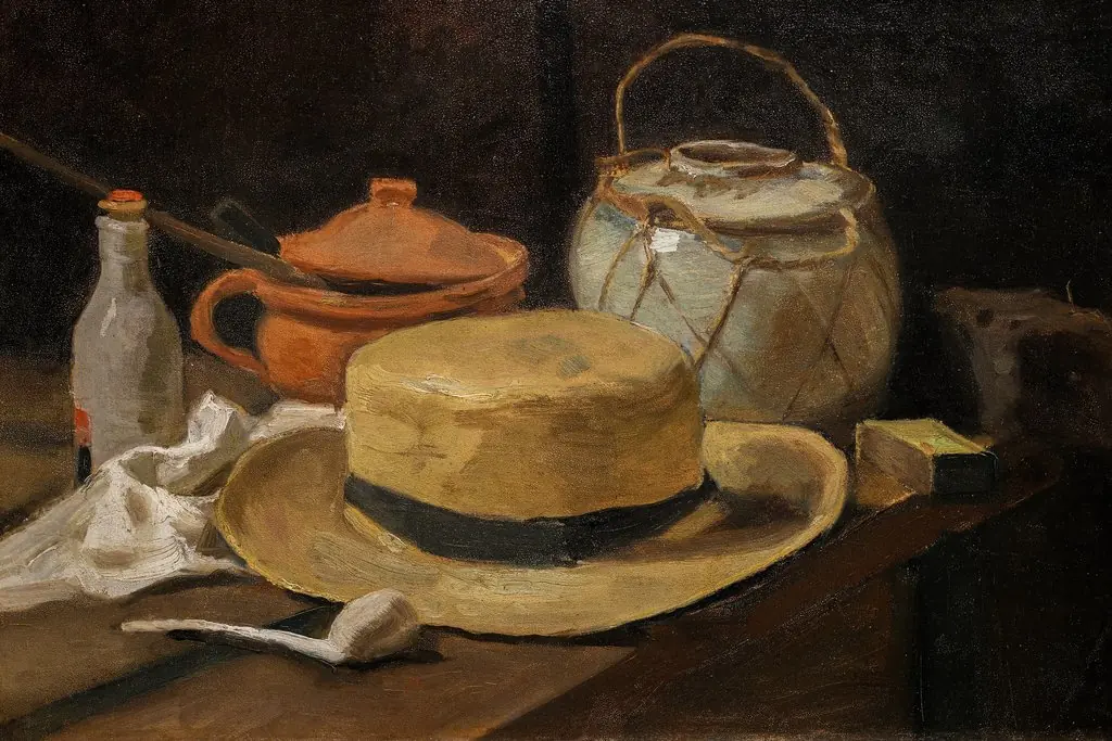 Still Life with Straw Hat, by Vincent van Gogh, oil