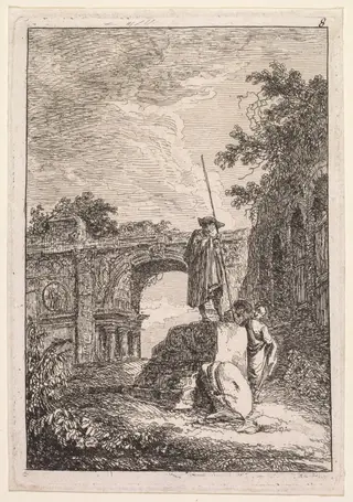 Les Soirées de Rome:  L'Arc de triomphe, by Hubert Robert, 1764