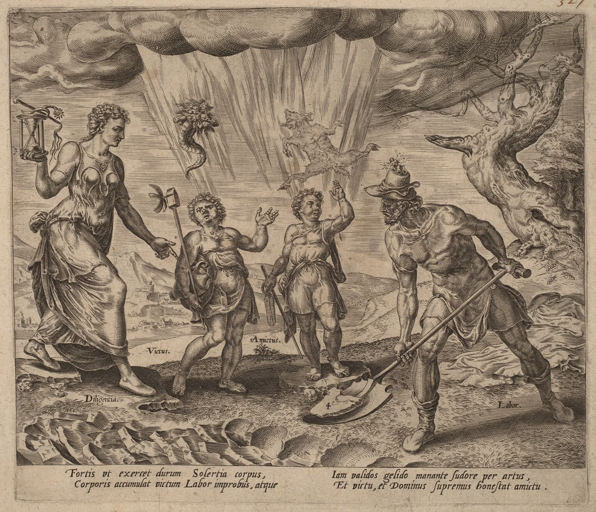 The Lord Endowing the Diligent Worker with Food and Clothing, detail