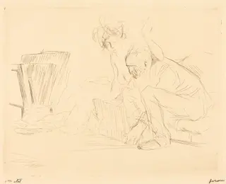 Le repos du modèle (2e planche) (The Model's Rest) (second plate), by Jean-Louis Forain, ink, 1909