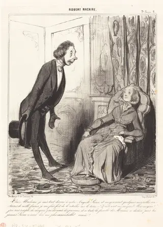 Oui, Madame, je suis tout dévoué a notre... Prince..., by Honoré Daumier, ink, 1841