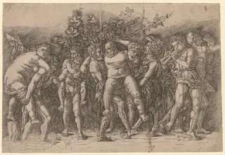 Bacchanal with Silenus, by Giovanni Antonio da Brescia, 1490
