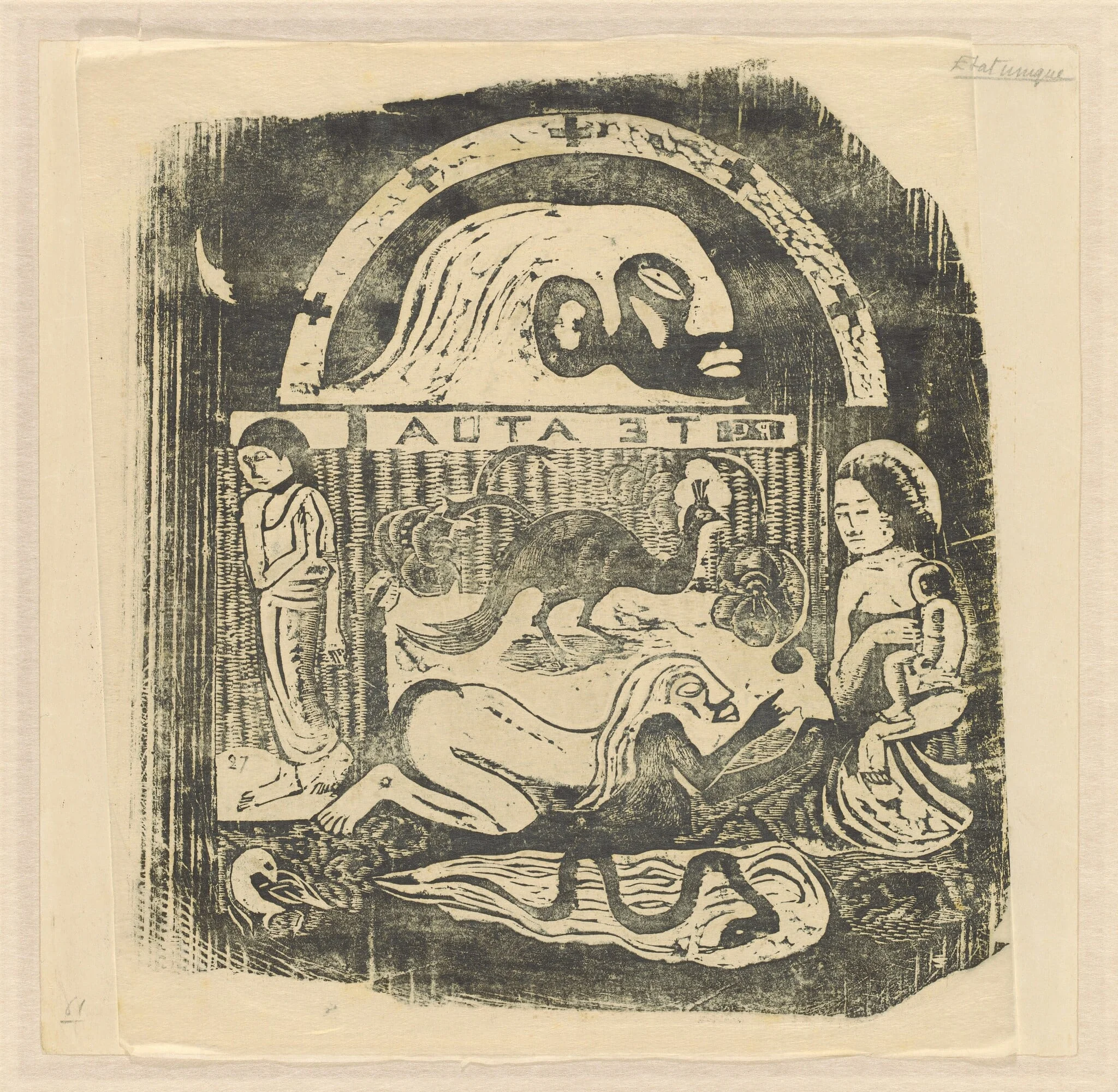 Te Atua (The Gods) Small Plate [recto], detail
