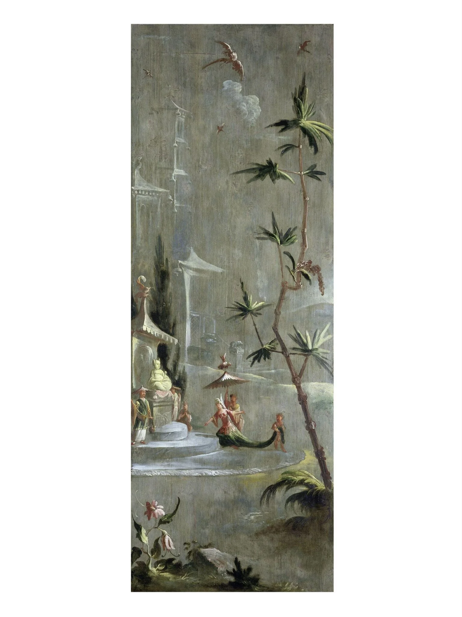 A Chinese Princess at a Shrine (one of eleven panels with Chinoiserie decoration), detail
