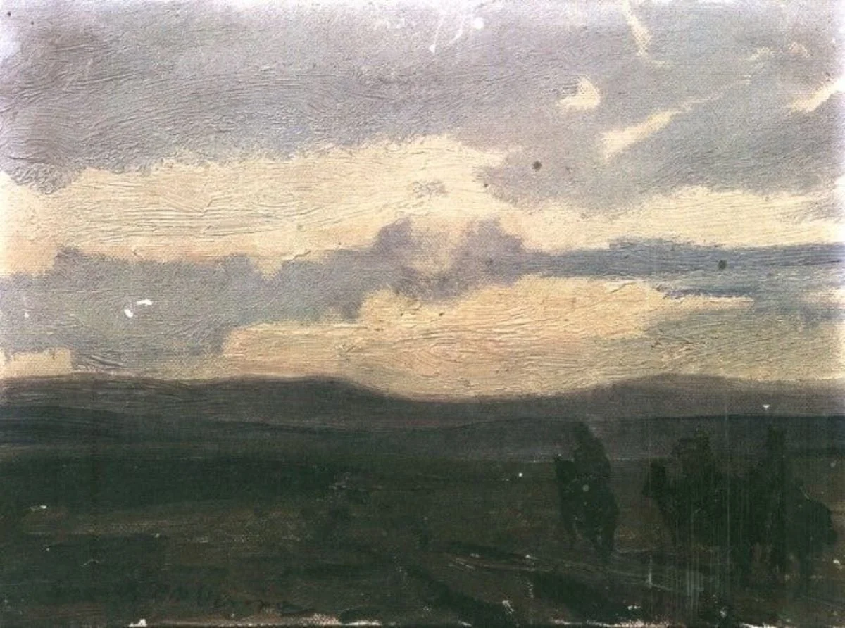 Peisaj cu călăreți, detail