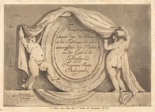 Title Page: Oval Design from the Church of San Michele de Bosco, Bologna, by Jean-Claude-Richard, Abbé de Saint-Non, ink, 1772