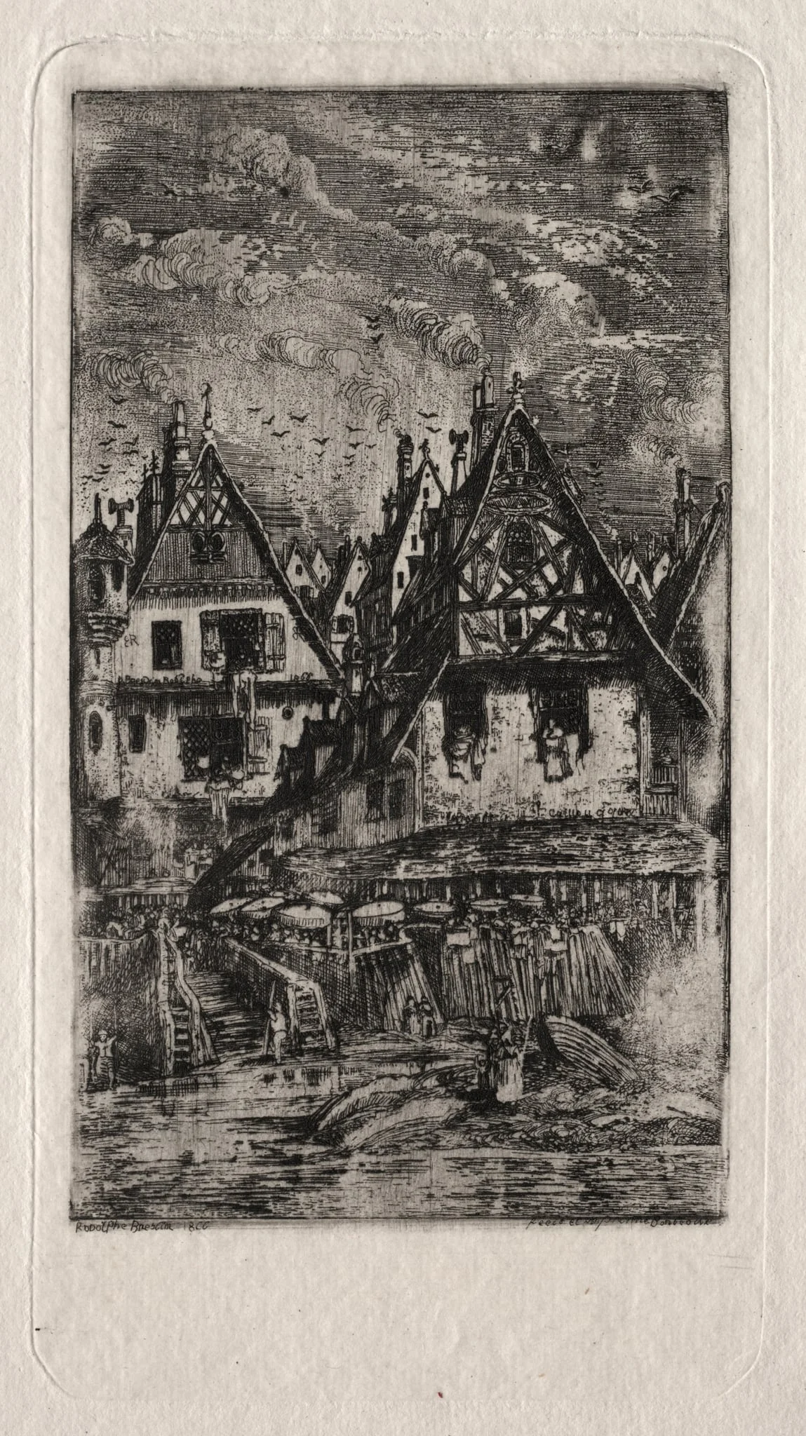 Marketplace with Parasols, detail