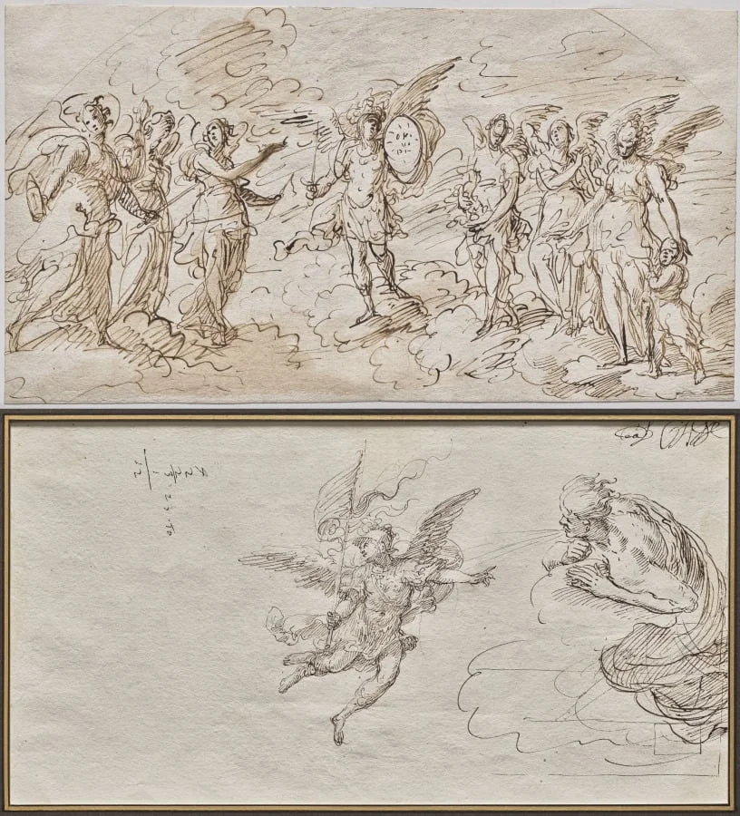 The Seven Archangels (recto); Studies of an Archangel and a Wind God (verso), detail