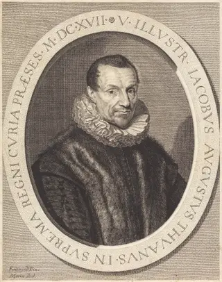 Jacques Auguste de Thou, by Jean Morin, ink, 1625