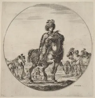 Hungarian Cavalier, by Stefano Della Bella, ink, 1637