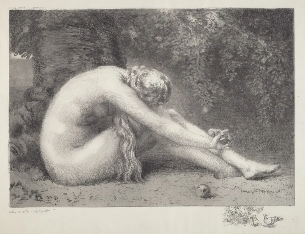 Eve Repentant, by Anna Massey Lea Merritt, ink, 1887