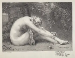 Eve Repentant, by Anna Massey Lea Merritt, ink, 1887