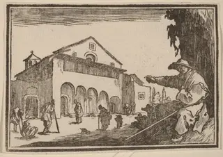 Almshouse, by Edouard Eckman, ink, 1621