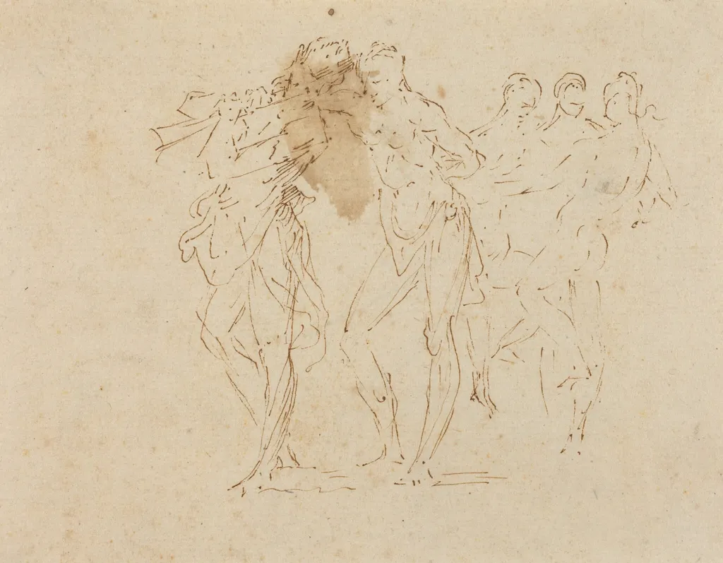 Musician and Dancing Figures, by Donato Creti, ink, 1710
