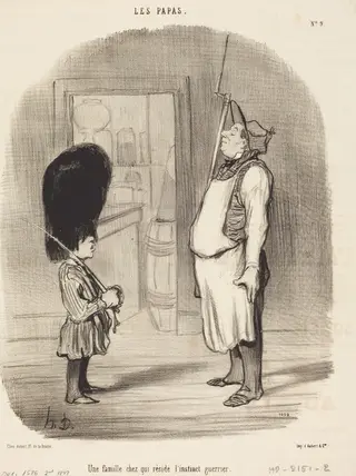 Une Famille chez qui réside l'instinct guerrier, by Honoré Daumier, ink, 1847