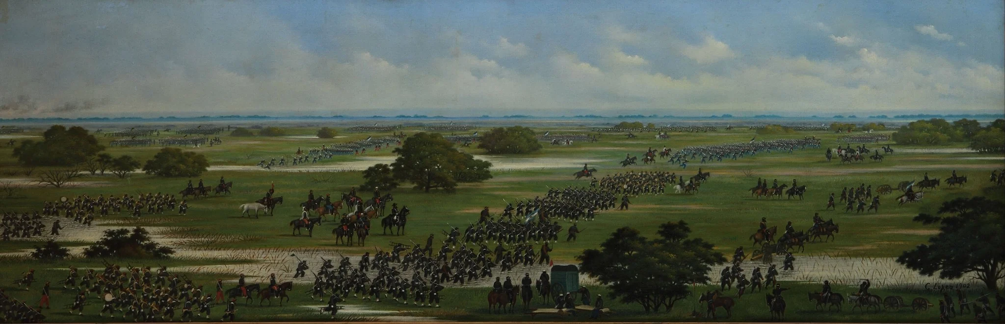 Marcha del Ejército Argentino a tomar posiciones para el ataque a Curupaytí el 22/09/1866, detail