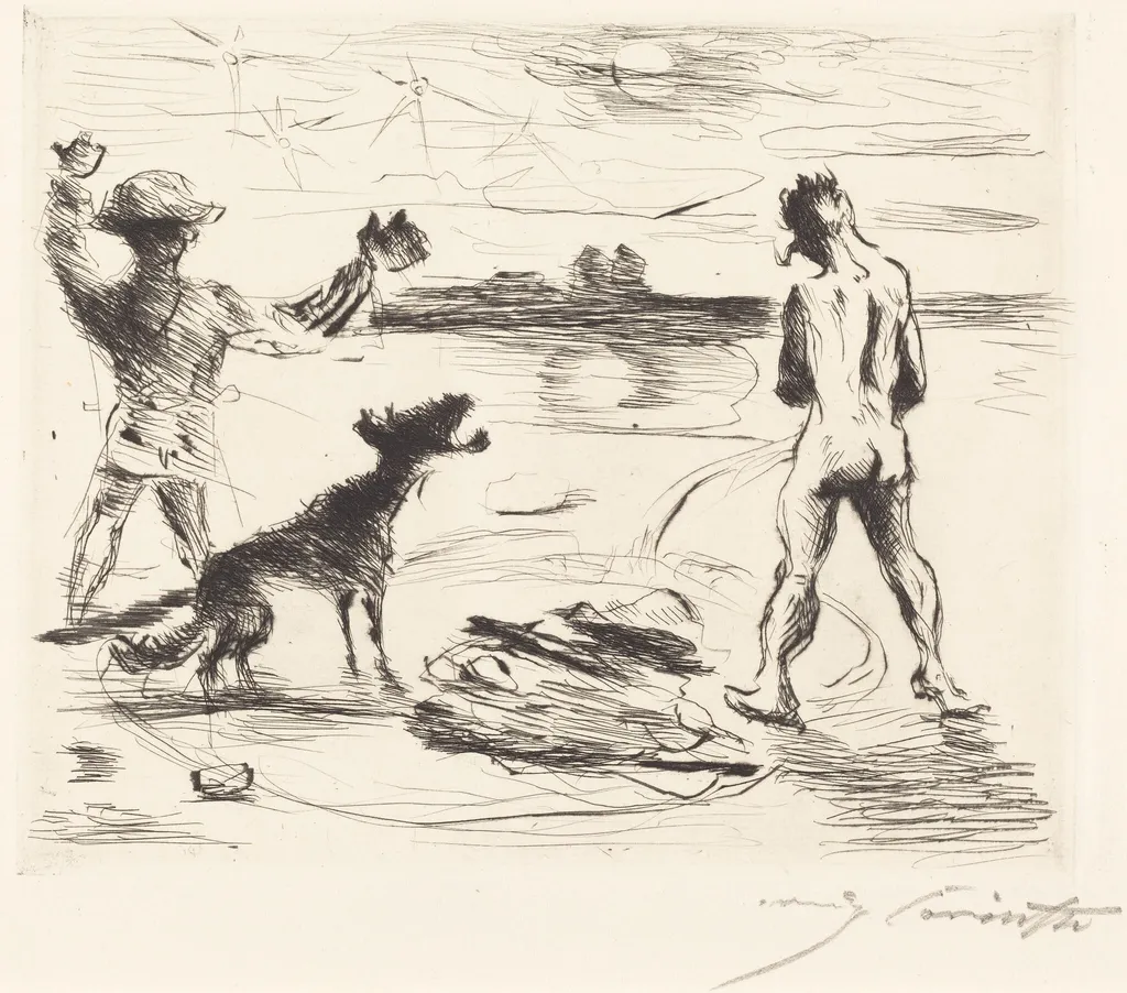 Das Gastmahl des Trimalchio: pl. VII (The Banquet of Trimalchio: pl. VII), by Lovis Corinth, ink, 1919