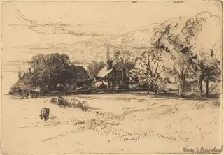 Old Willesley House, by Francis Seymour Haden, ink, 1865