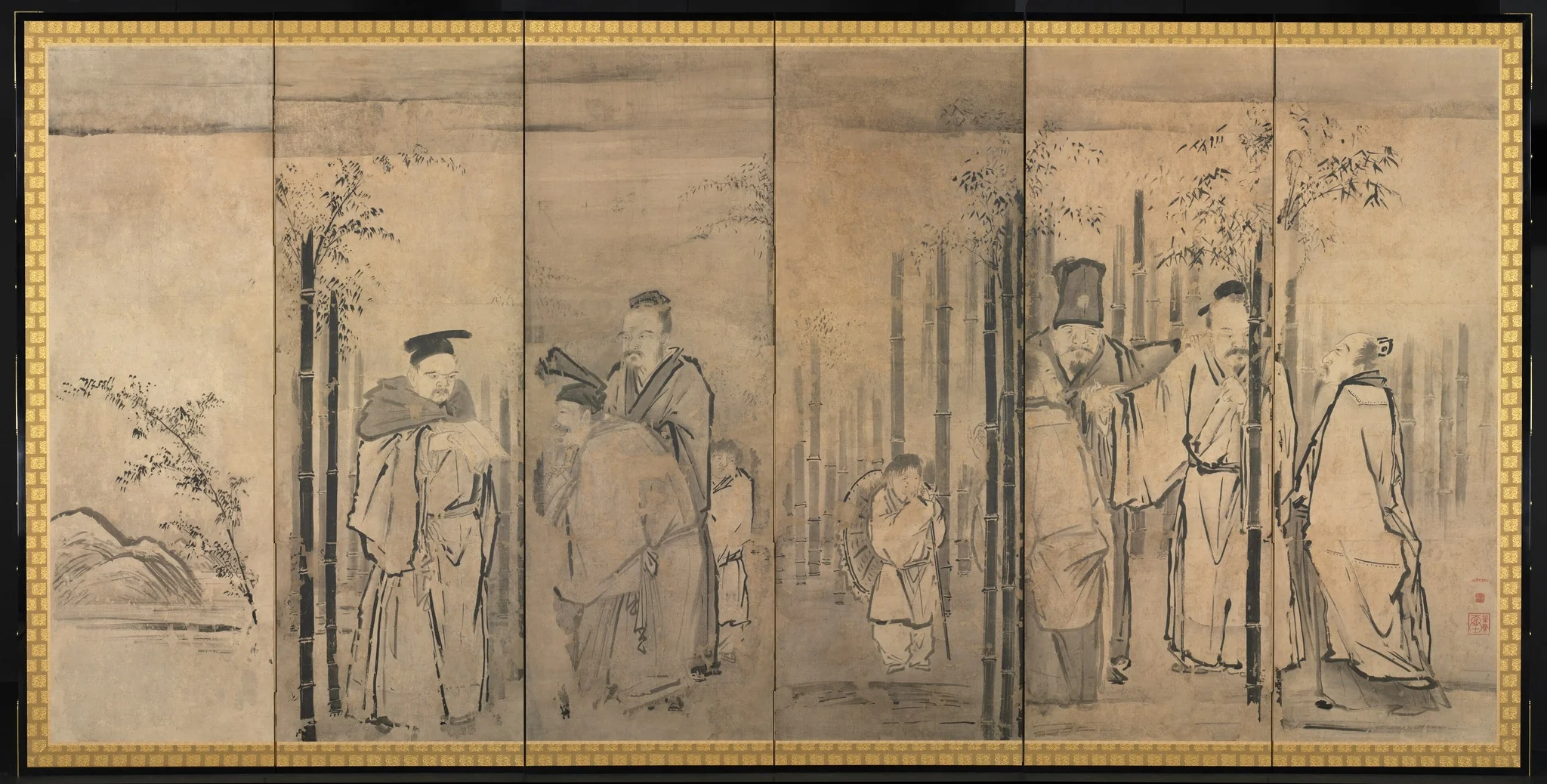 Seven Sages of the Bamboo Grove; Four Elders of Mt. Shang, detail