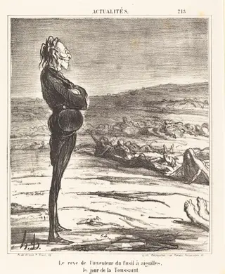Le Rêve de l'inventeur du fusil a aiguilles..., by Honoré Daumier, ink, 1866