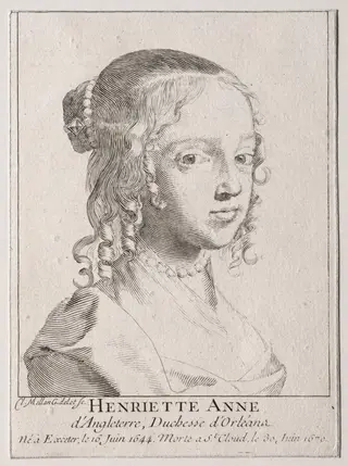 Henriette-Marie d'Angleterre, duchess d'Orleans, by Claude Mellan, 1658