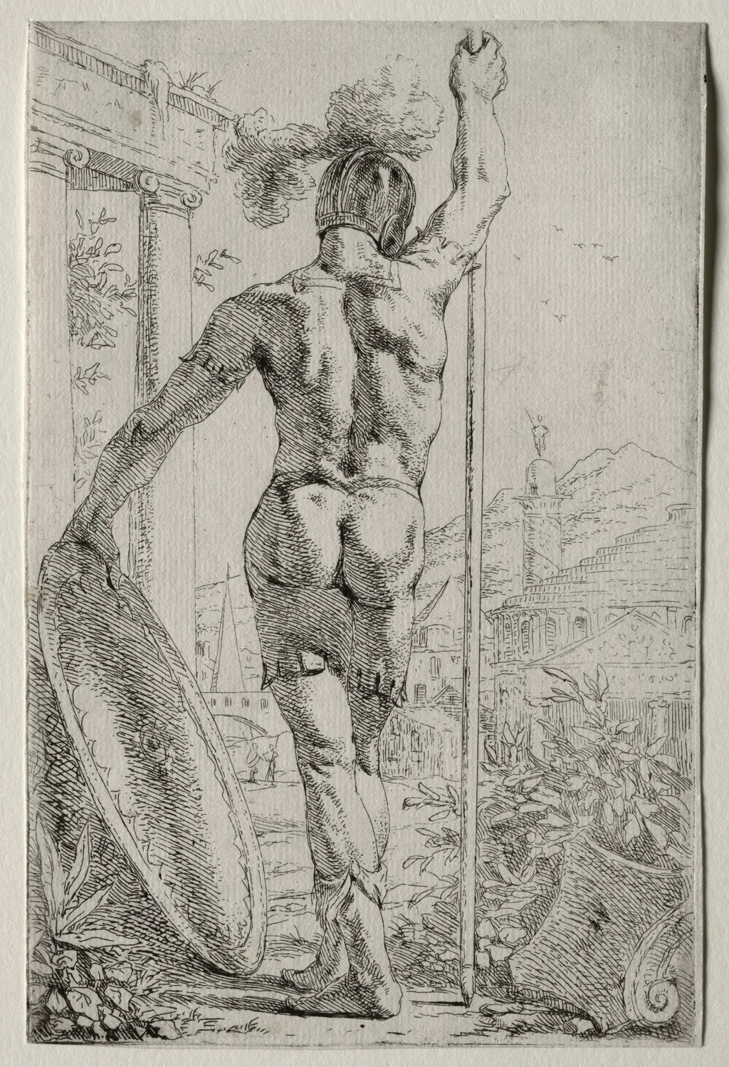 A Soldier Standing, Seen from Behind, by Leendert van der Cooghen, 1655