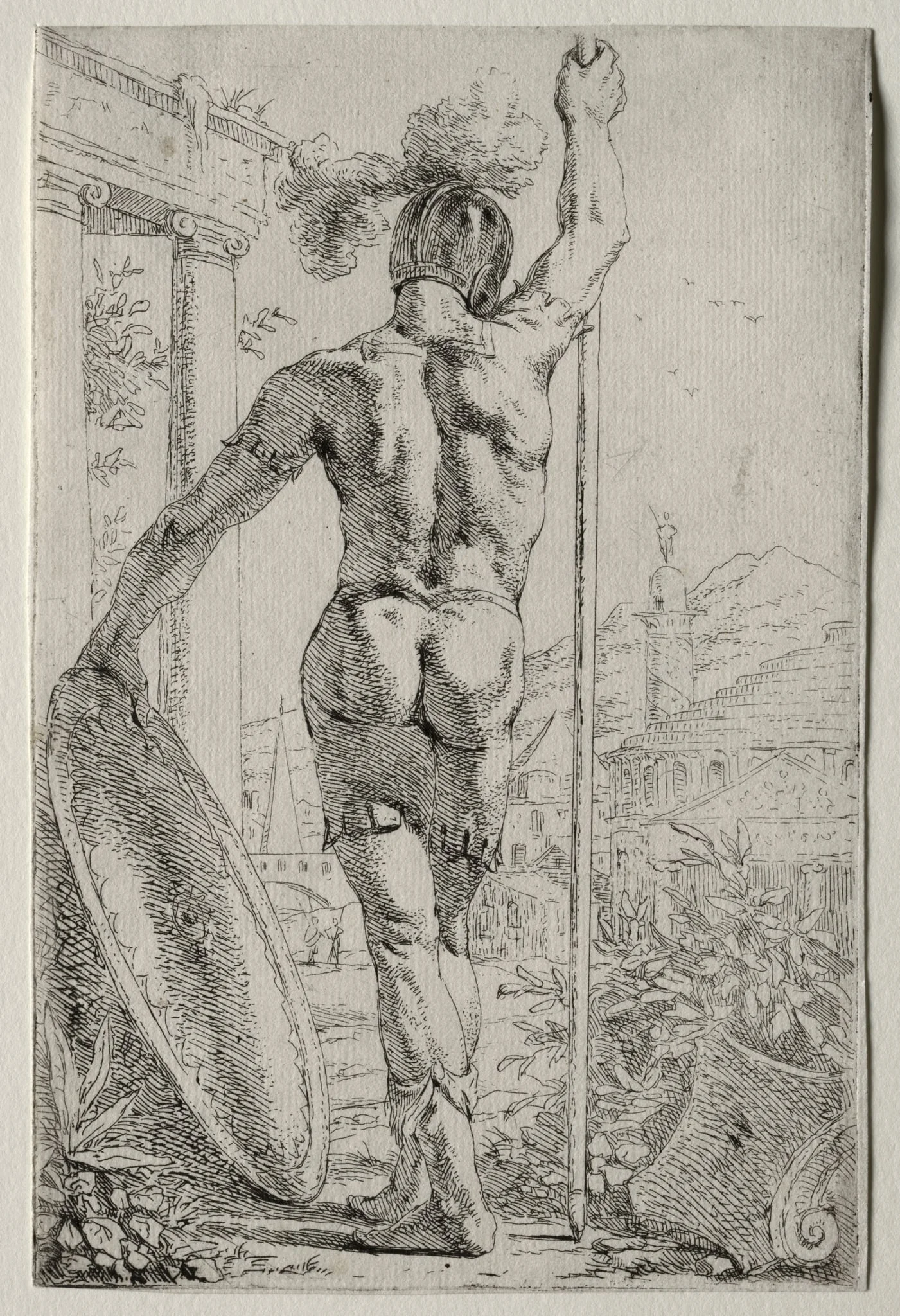 A Soldier Standing, Seen from Behind, detail