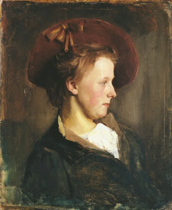 A Lady in a Red Hat, detail