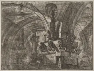 The Pier with a Lamp, by Giovanni Battista Piranesi, ink, 1754