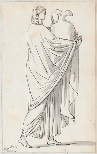 Woman with a Pitcher, from the Palazzo Mattei, by Jacques-Louis David, graphite, 1778